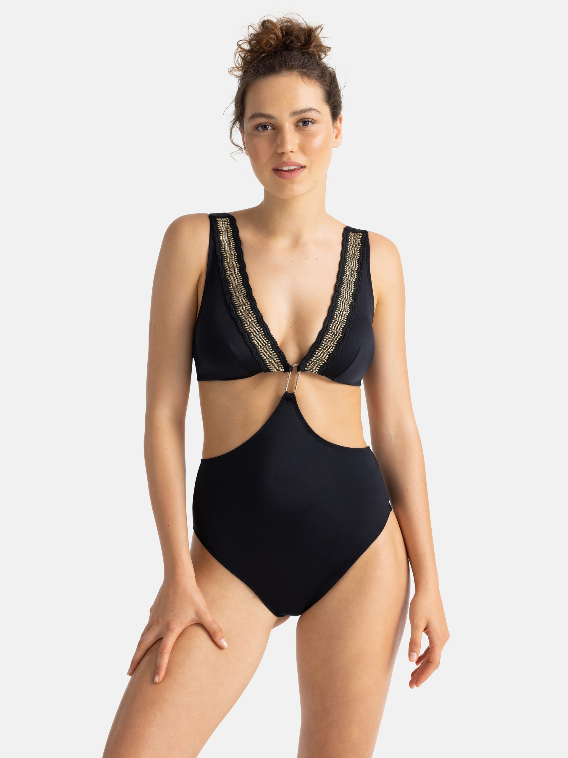 EROS Black Swimsuit, Zippered, Printed, Cupless, Swimwear for Women 2024, Buy EROS Online