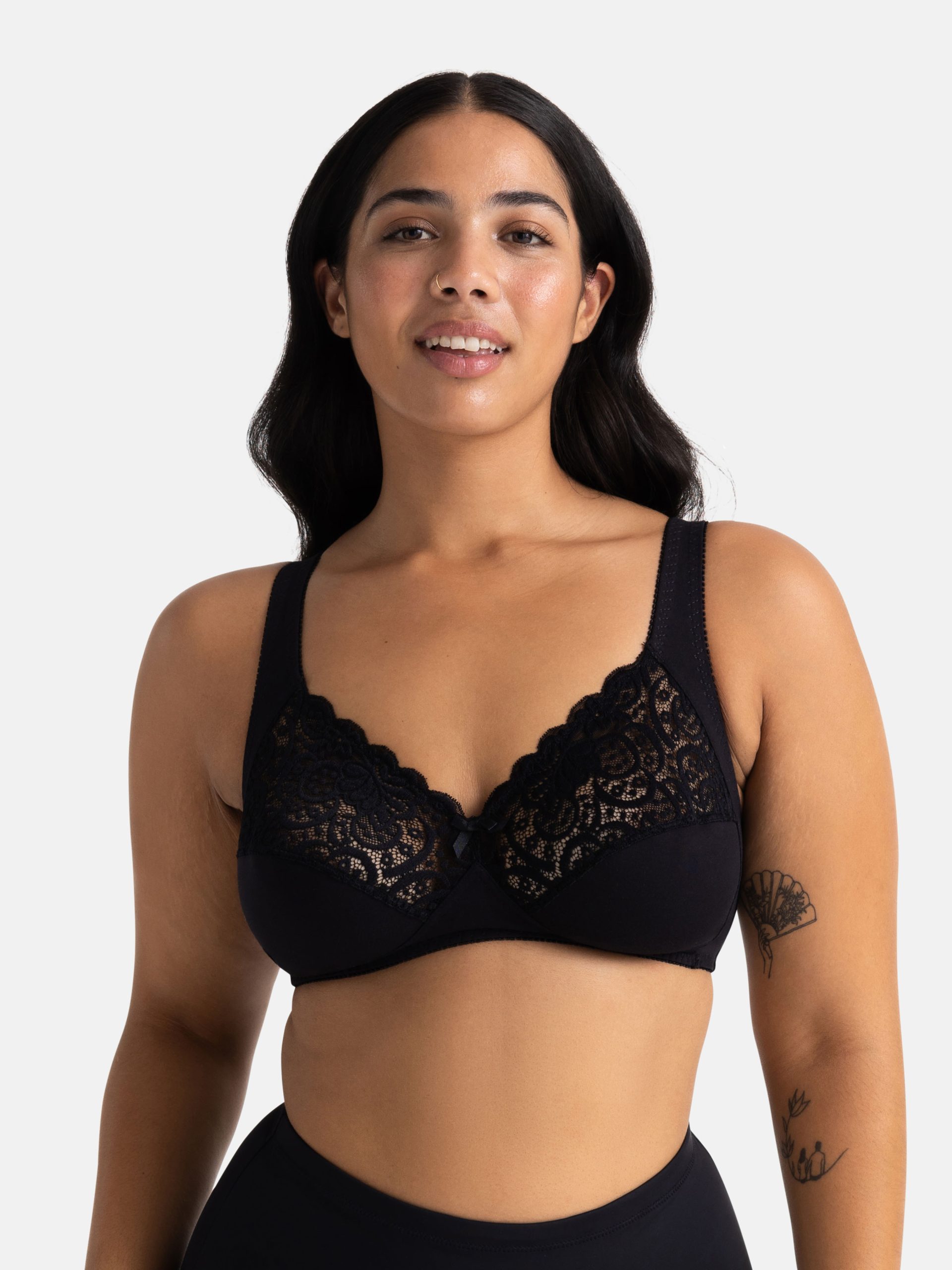 Gorsenia Martynika K671-CZA Black Embroidered Non-Padded Underwired Full Cup  Bra 36M (J UK) 